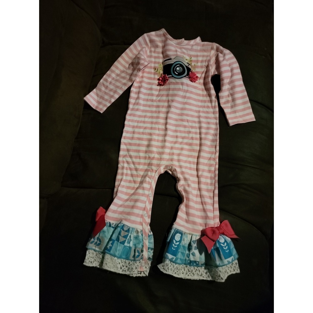 ricrac and ruffles one piece romper vacation camera size 24 months